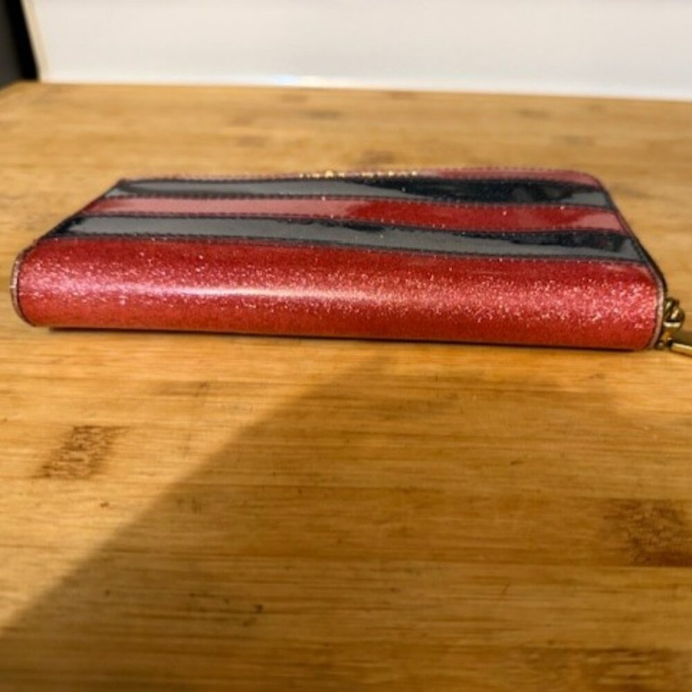 Marc Jacobs – Glitter Striped Zip-Around Wallet / Clutch - Picture 6 of 16